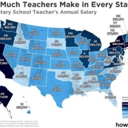 State teachers salary teacher school much make average elementary each salaries map graphic public